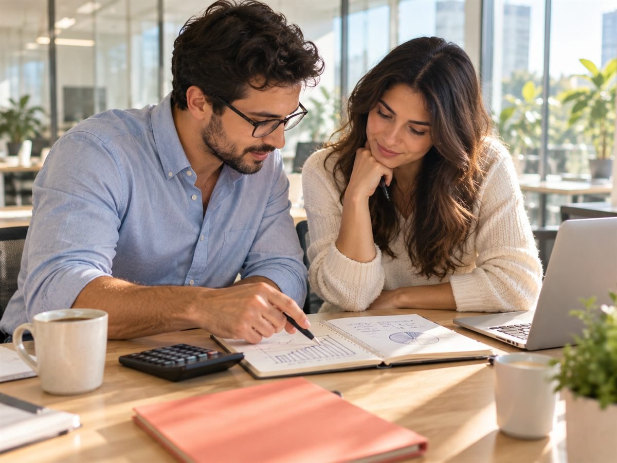 Two colleagues working out what a customer is worth before setting a budget