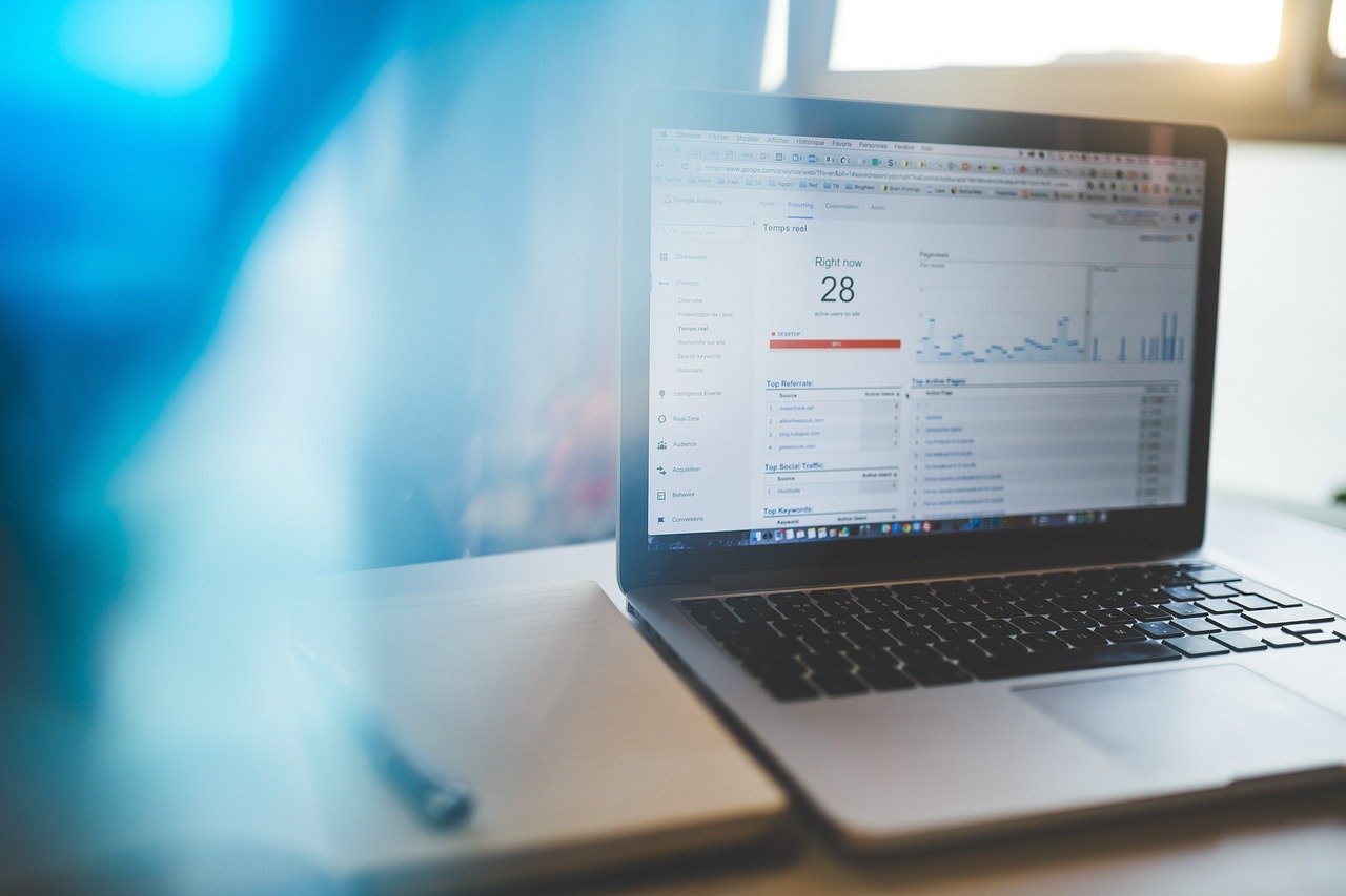 Live analytics dashboard on a laptop